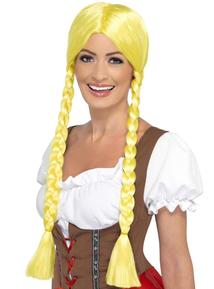 Image of Bavarian Beauty Womens Plaited Yellow Oktoberfest Wig