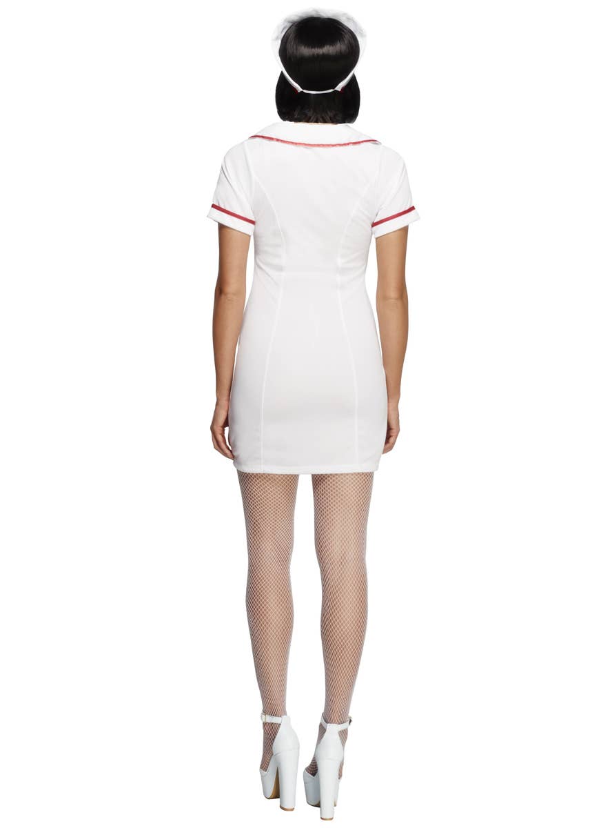 Women's Sexy Nurse Costume with Dress and Headband Back Imag