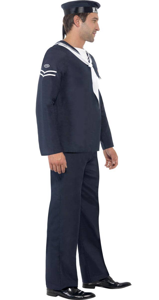 Mens 1940s WW2 Navy Sailor Fancy Dress Costume Military Uniform - Side Image