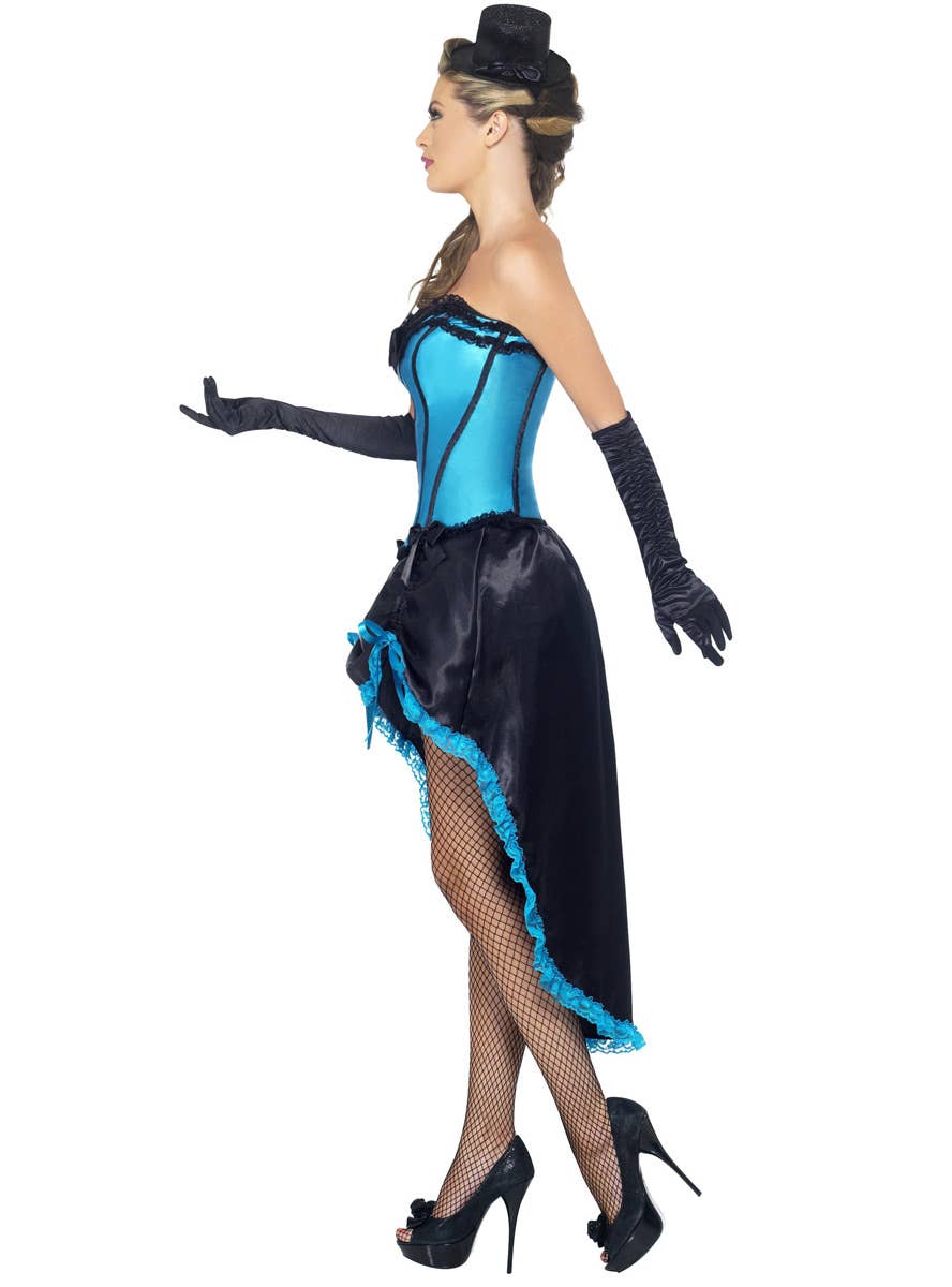 Women's Blue Burlesque Dancer Costume Side Image