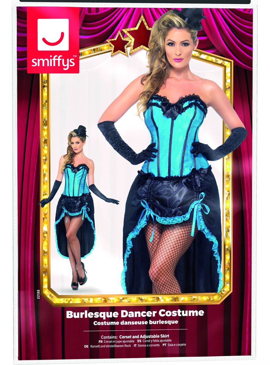 Women's Blue Burlesque Dancer Costume Packaging Image