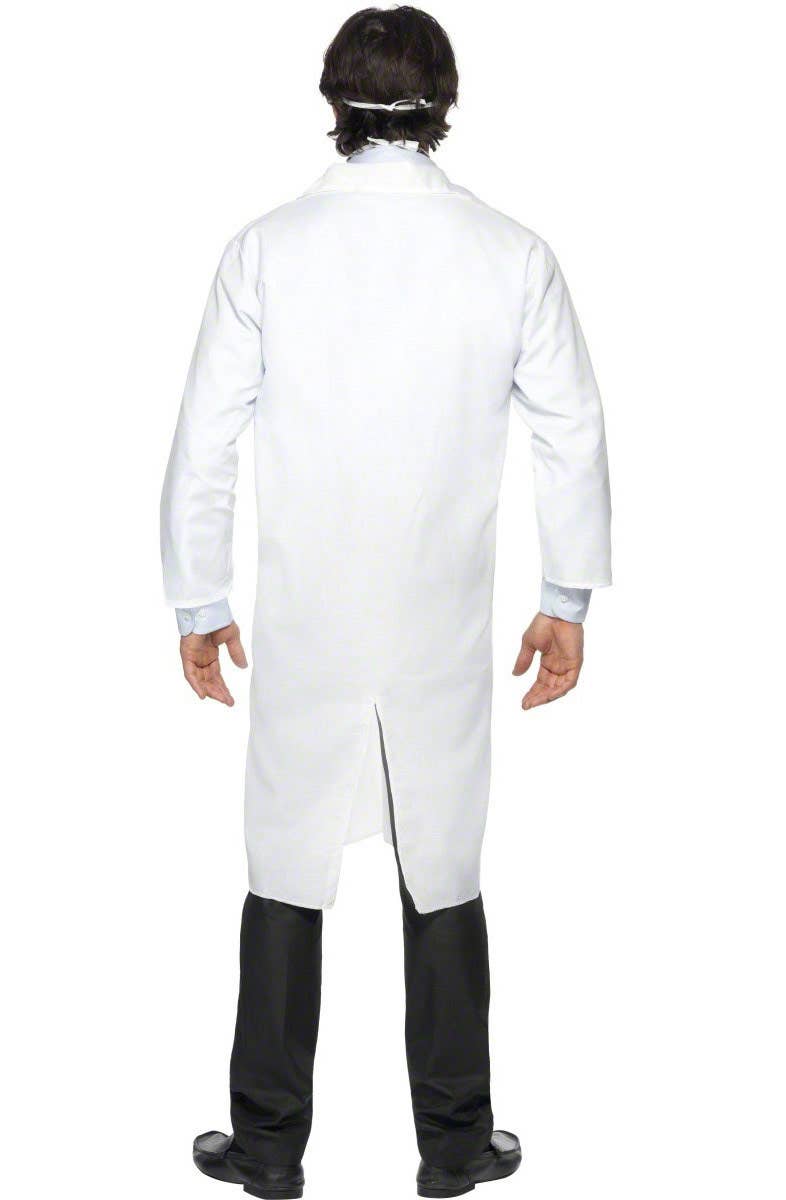 Lightweight White Surgical Lab Coat Men's Doctor Costume Back View