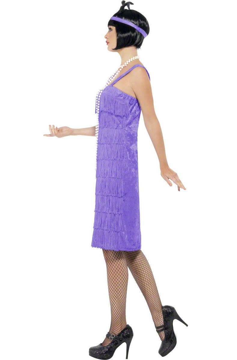 Women's Lavender 1920's Gatsby Flapper Costume Side View