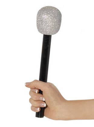 Silver Glitter Microphone Pop star Costume Accessory Close Up Image