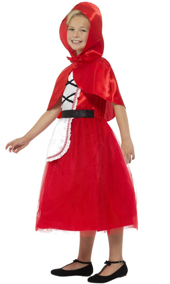 Deluxe Little Red Riding Hood Girls Fancy Dress Costume Side Image