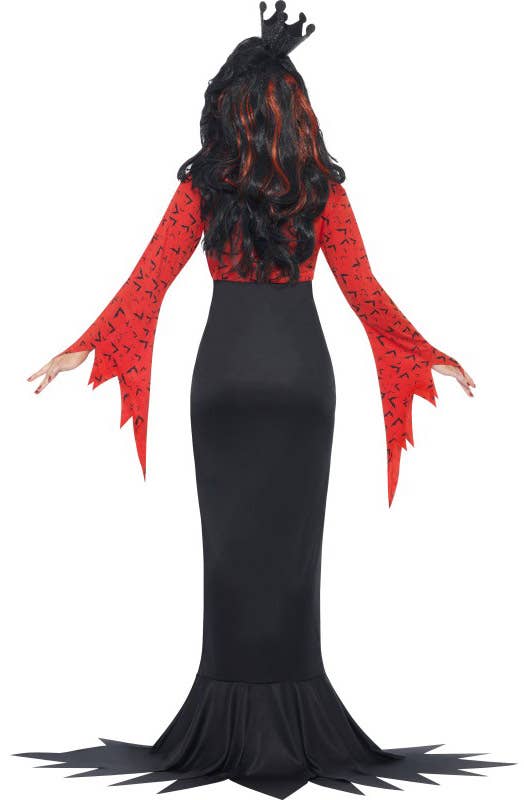 Jagged Black and Red Fishtail Vampire Queen Women's Halloween Costume - Back Image