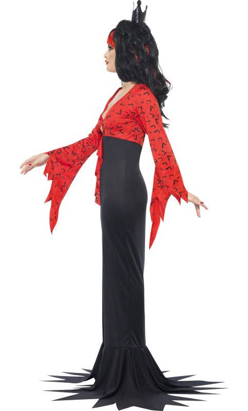 Jagged Black and Red Fishtail Vampire Queen Women's Halloween Costume - Side Image