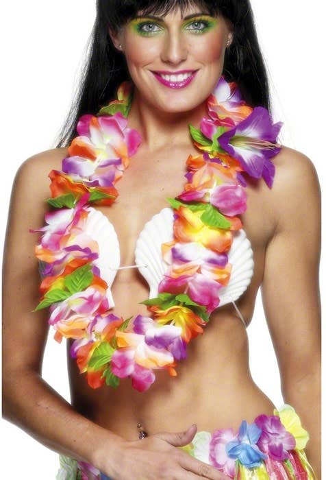 Bright Multi Coloured Hawaiian Costume Lei - Main Image