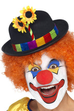 Clowning Around Black Bowler Hat with Flowers - Main Image
