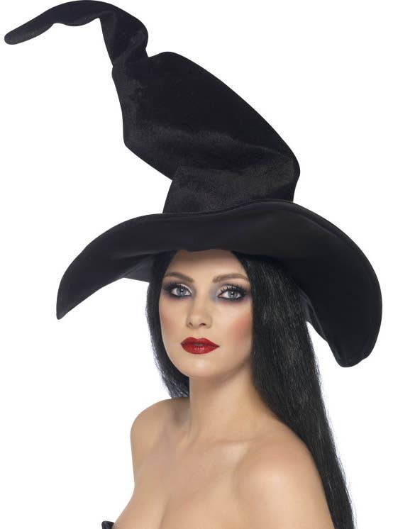 Twisted Black Velvet Witch Hat for Women
