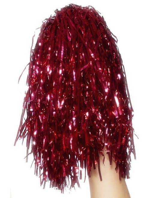 Metallic Red Cheerleader Pom Poms Costume Accessory