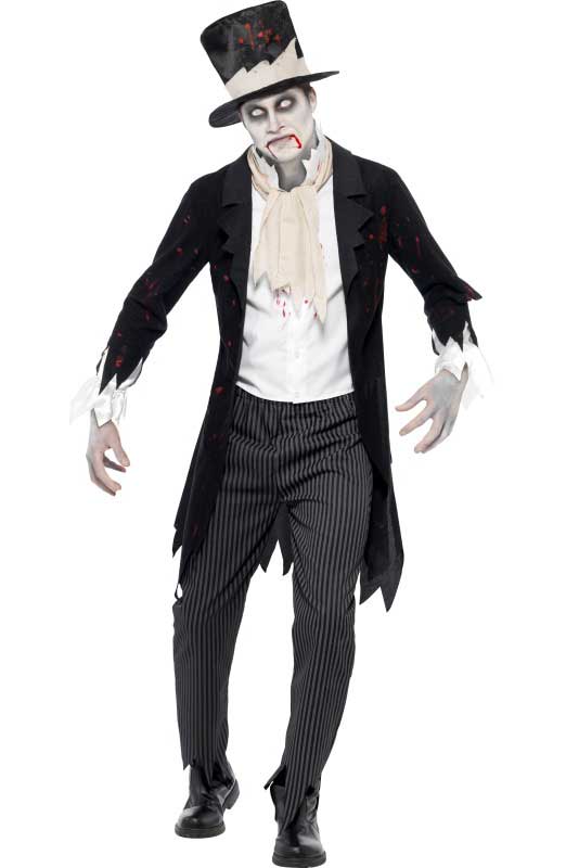 Men's Zombie Groom Halloween Fancy Dress Costume Front