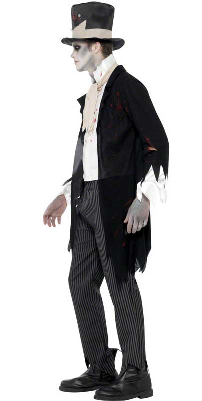 Men's Zombie Groom Halloween Fancy Dress Costume Side