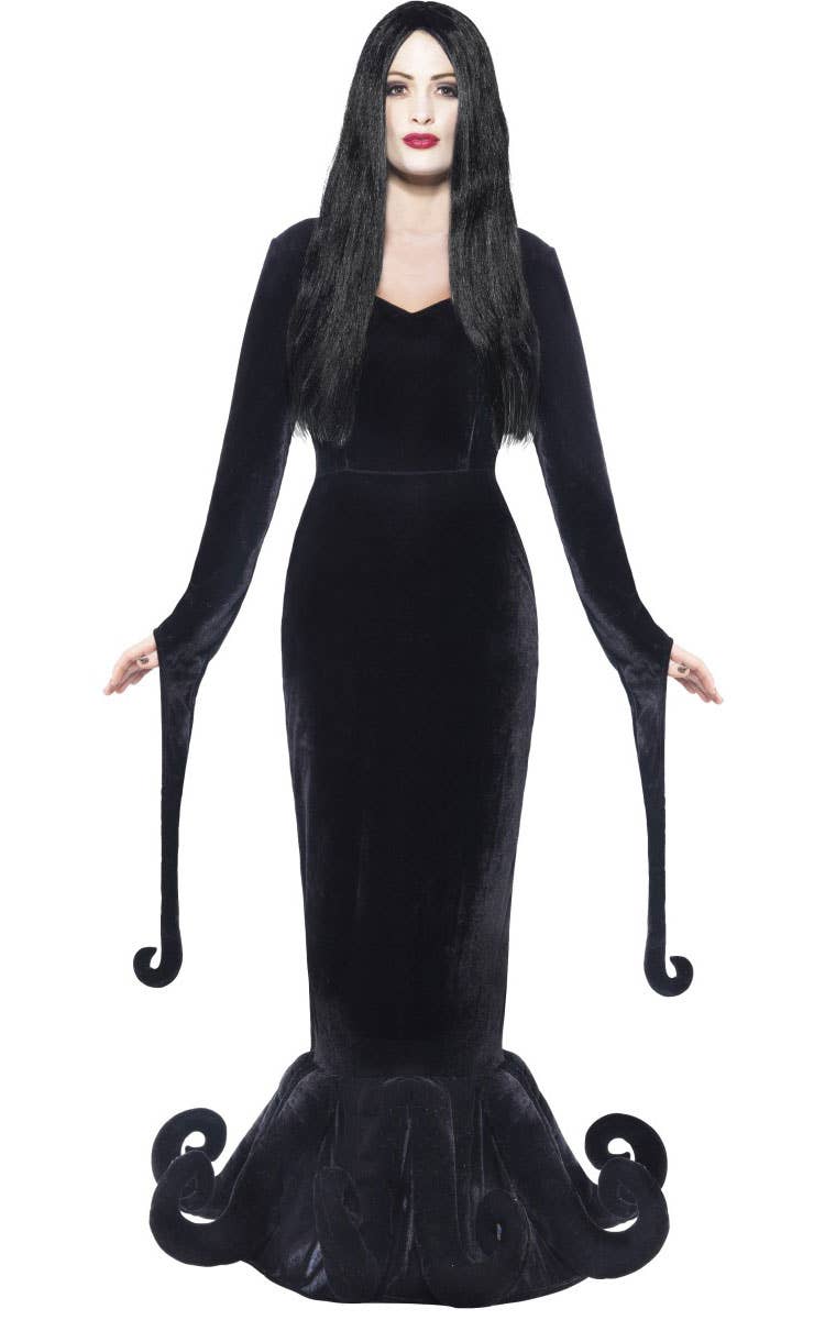 Women's Long Black Dutchess of the Manor Halloween Costume Front View