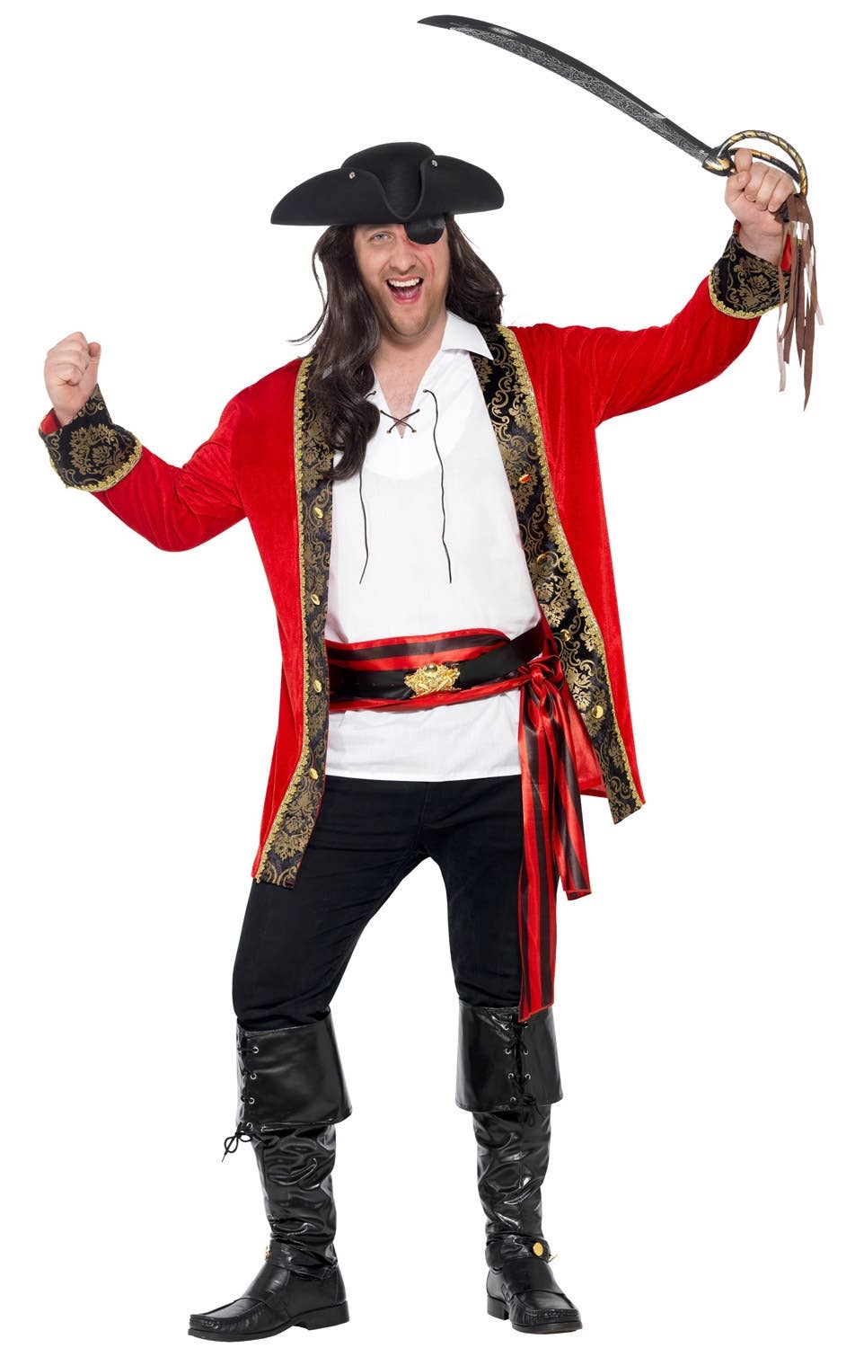Men's Curves Pirate Captain Fancy Dress Costume Image 2
