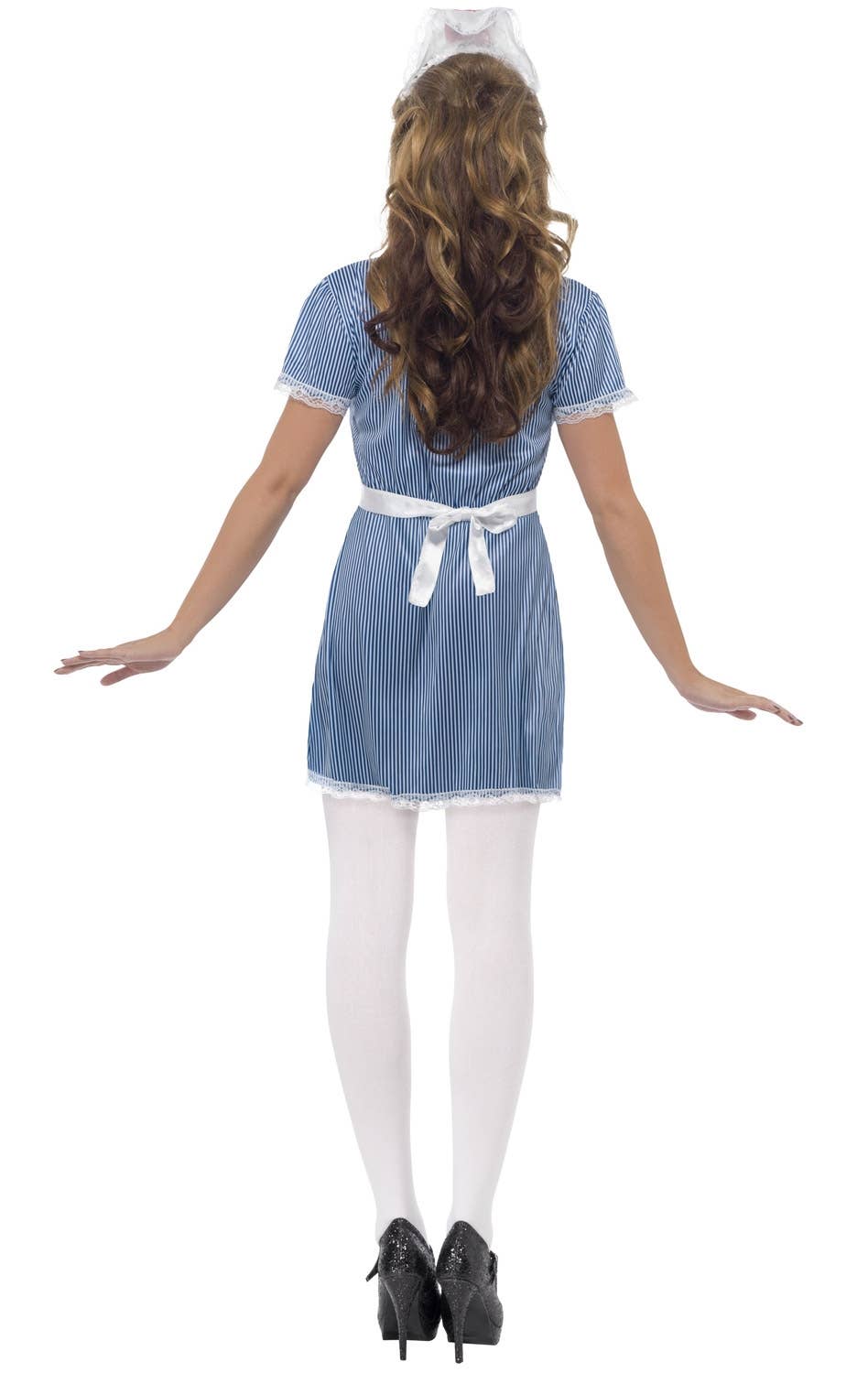 Women's Blue and White Naughty Nurse Costume Back View