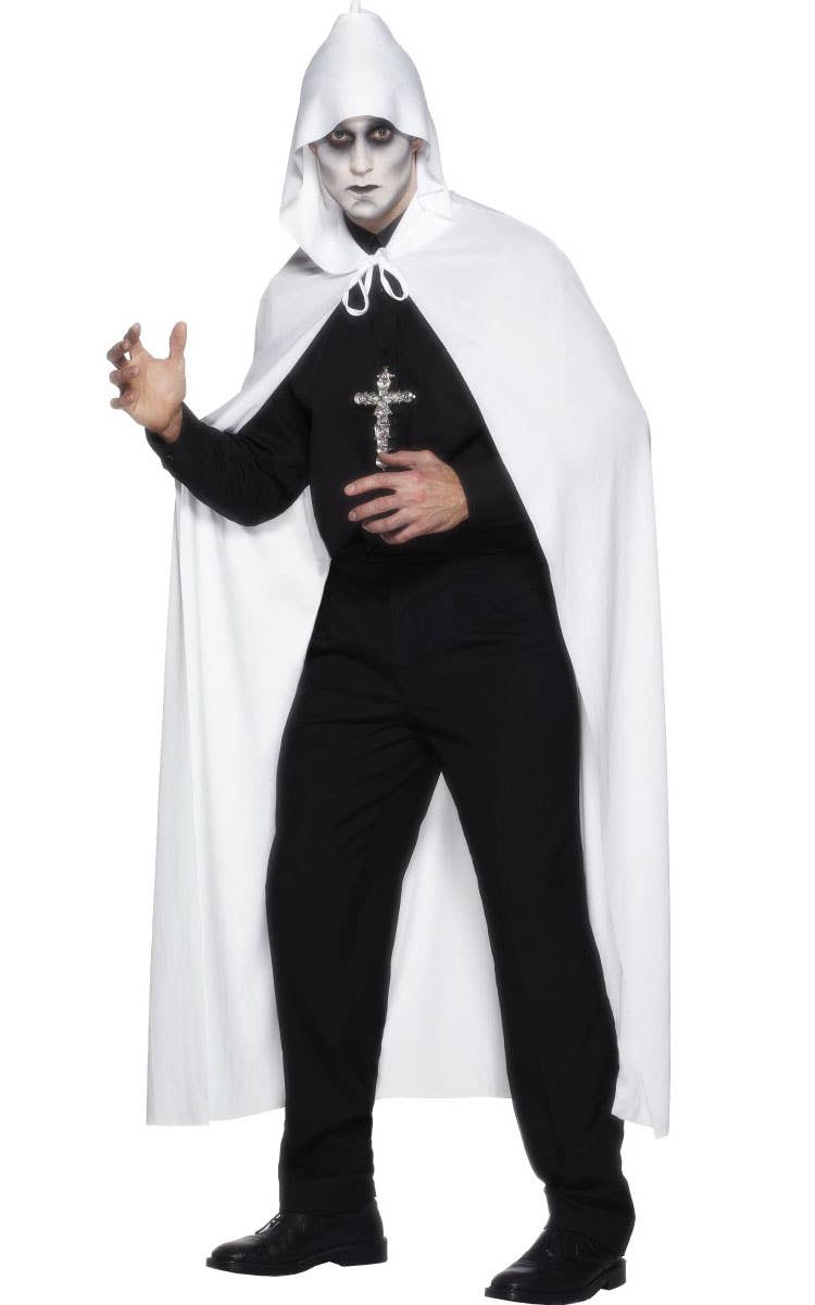 Adults Long White Basic Costume Cape Alt Image