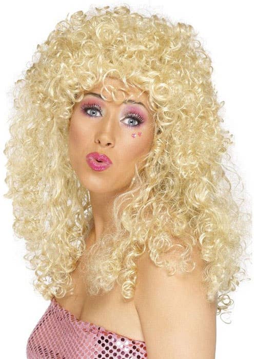 Blonde 1980's Long Permed Curls Costume Wig for Women