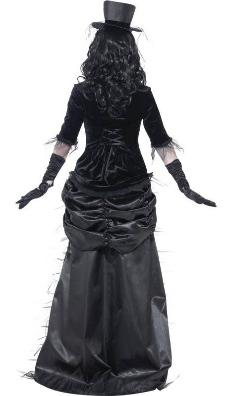 Womens Black and Grey Ghost Widow Halloween Costume - Back Image