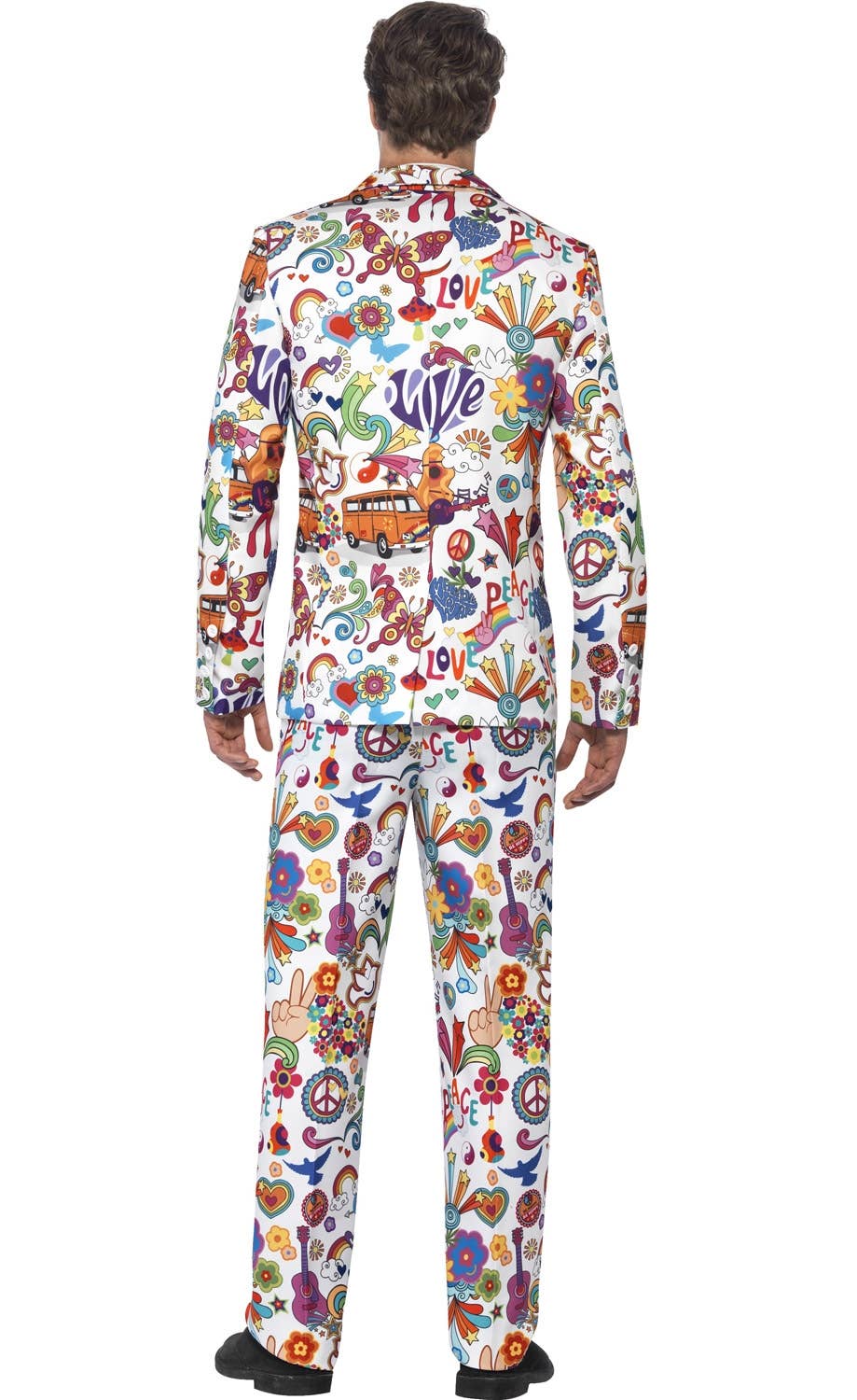 Groovy Print Retro Men's Stand Out 70s Dress Up Suit - Back Image