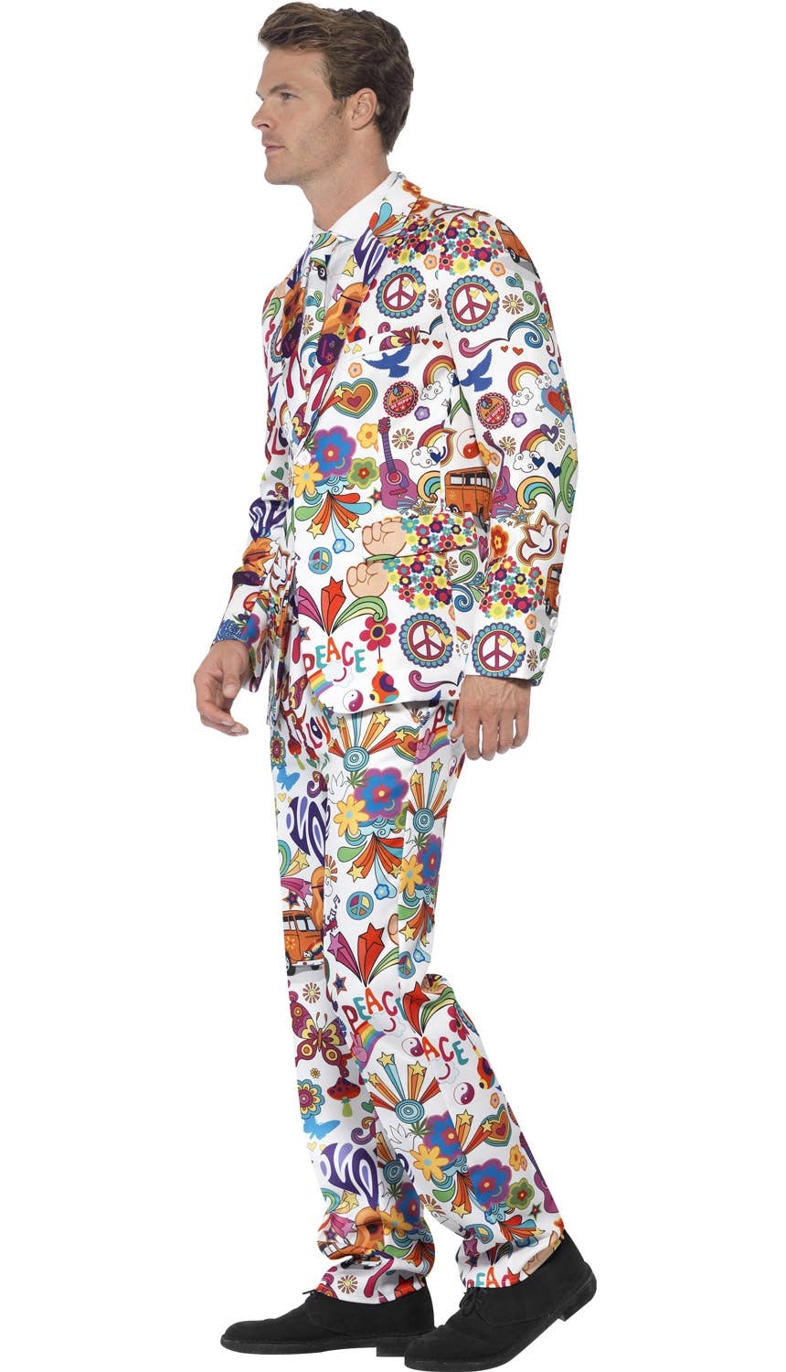 Groovy Print Retro Men's Stand Out 70s Dress Up Suit - Side Image