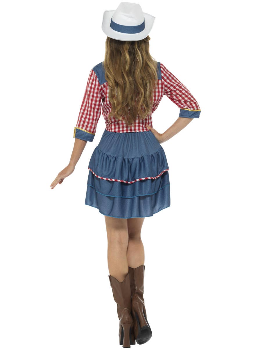 Women's Wild West Rodeo Doll Cowgirl Fancy Dress Costume Back Image