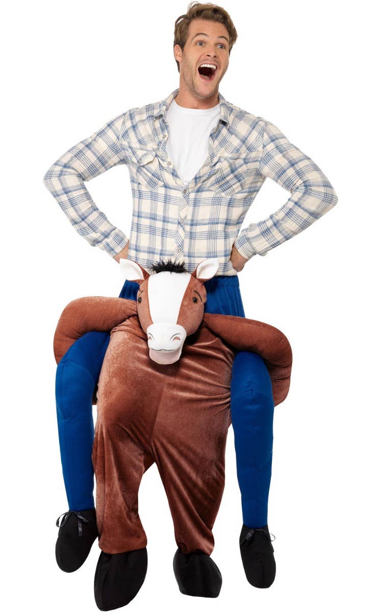 Piggyback Horse Adult Men's Novelty Fancy Dress Costume Main Image