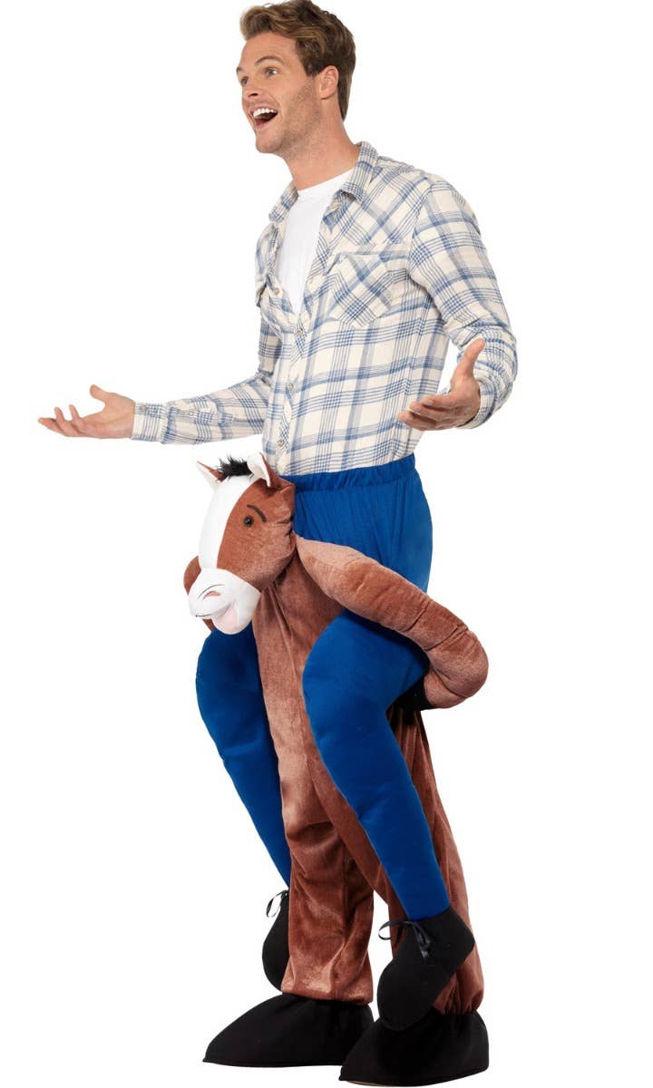 Piggyback Horse Adult Men's Novelty Fancy Dress Costume Side Image