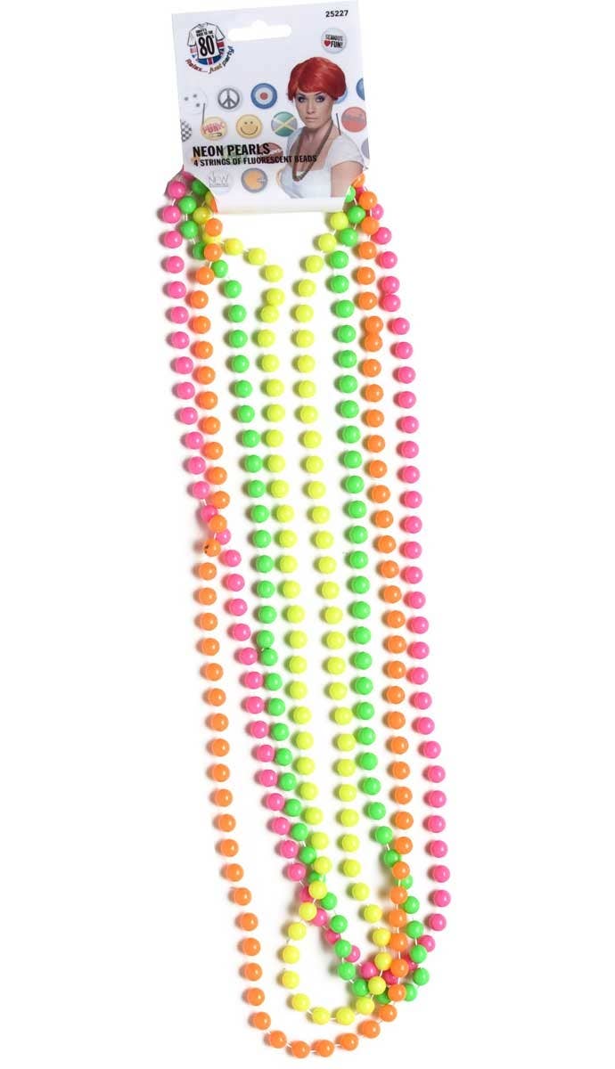 Neon 1980's 4 Strand Beaded Necklace Costume Accessory - Alternate Image
