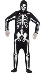 Black and White Skeleton Print Men's Halloween Costume Jumpsuit 