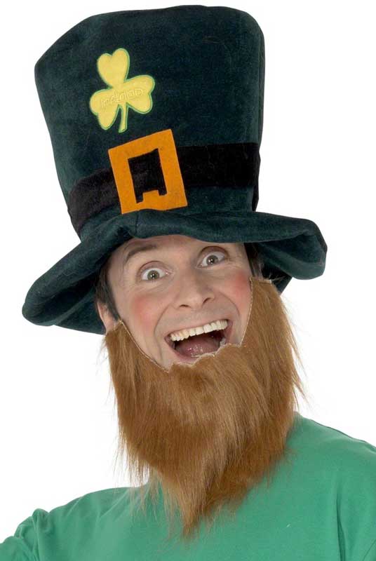 Green Velveteen Leprechaun Costume Hat and Ginger Beard