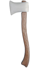 Realistic Silver Plastic Costume Weapon Axe with Wood Effect Handle