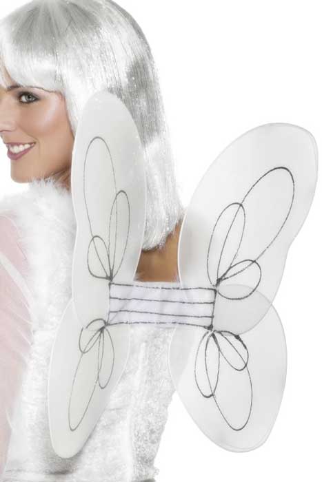 White and Silver Glitter Angel Costume Wings