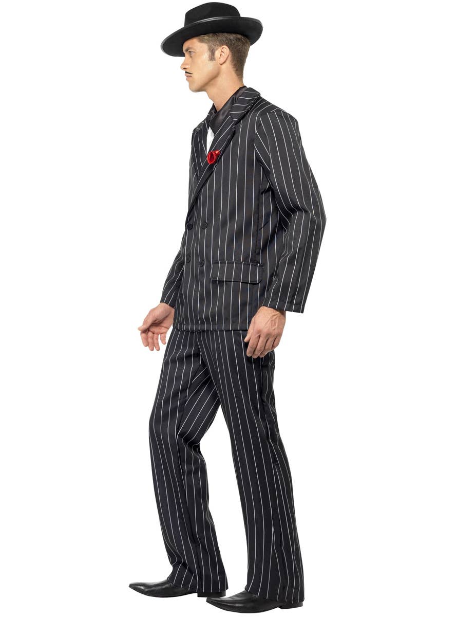 Men's Black Pinstripe Razzle Dazzle 20's Costume Side Image