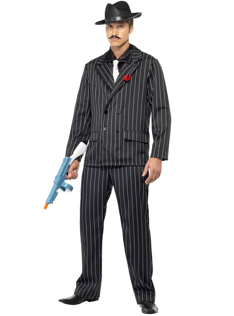 Men's Black Pinstripe Razzle Dazzle 20's Costume Main Image