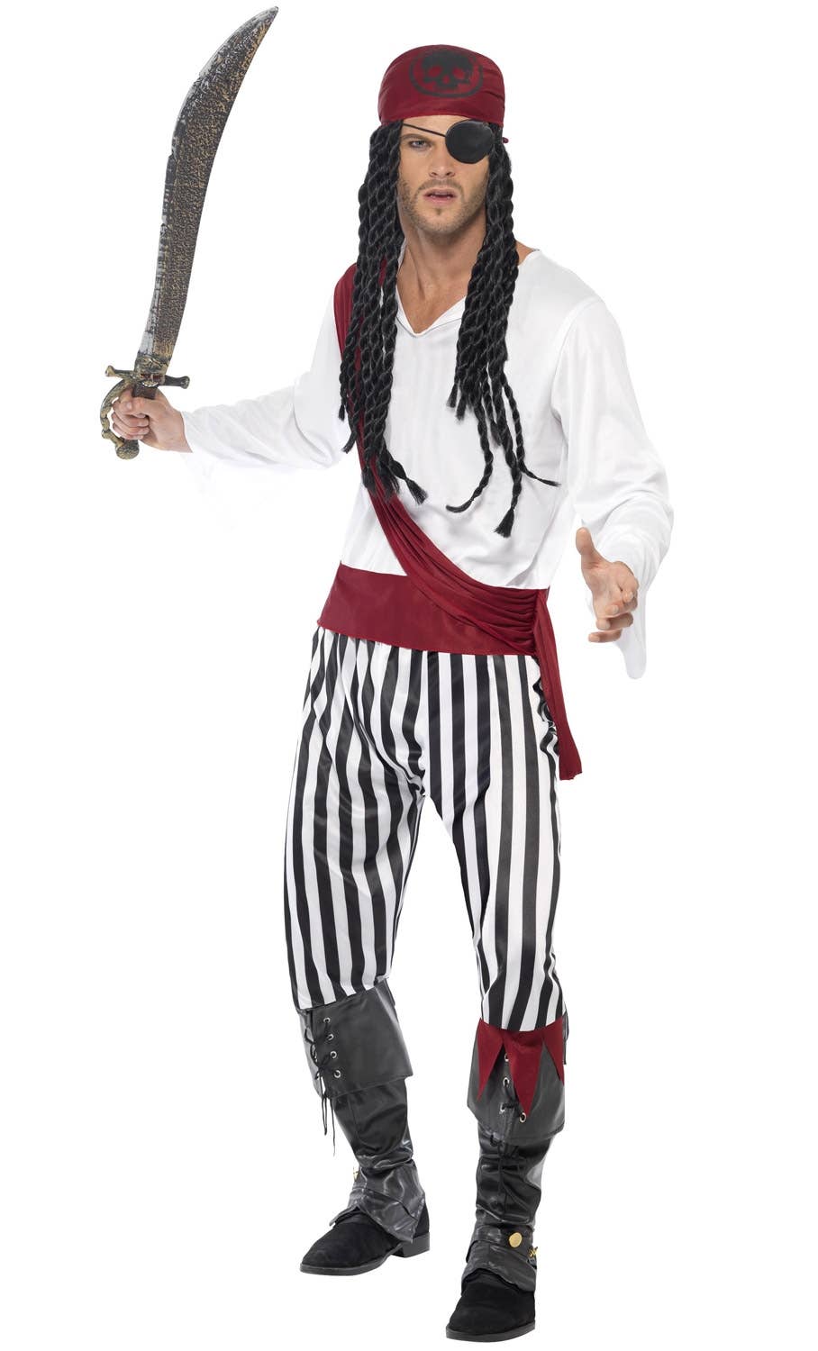 Pirate Captain Red, Black and White Men's Costume Front Image