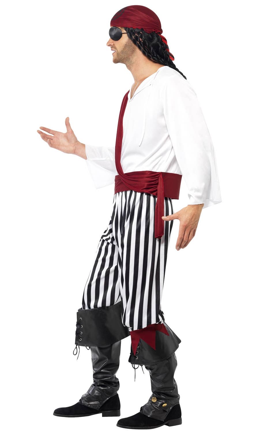 Pirate Captain Red, Black and White Men's Costume Side Image