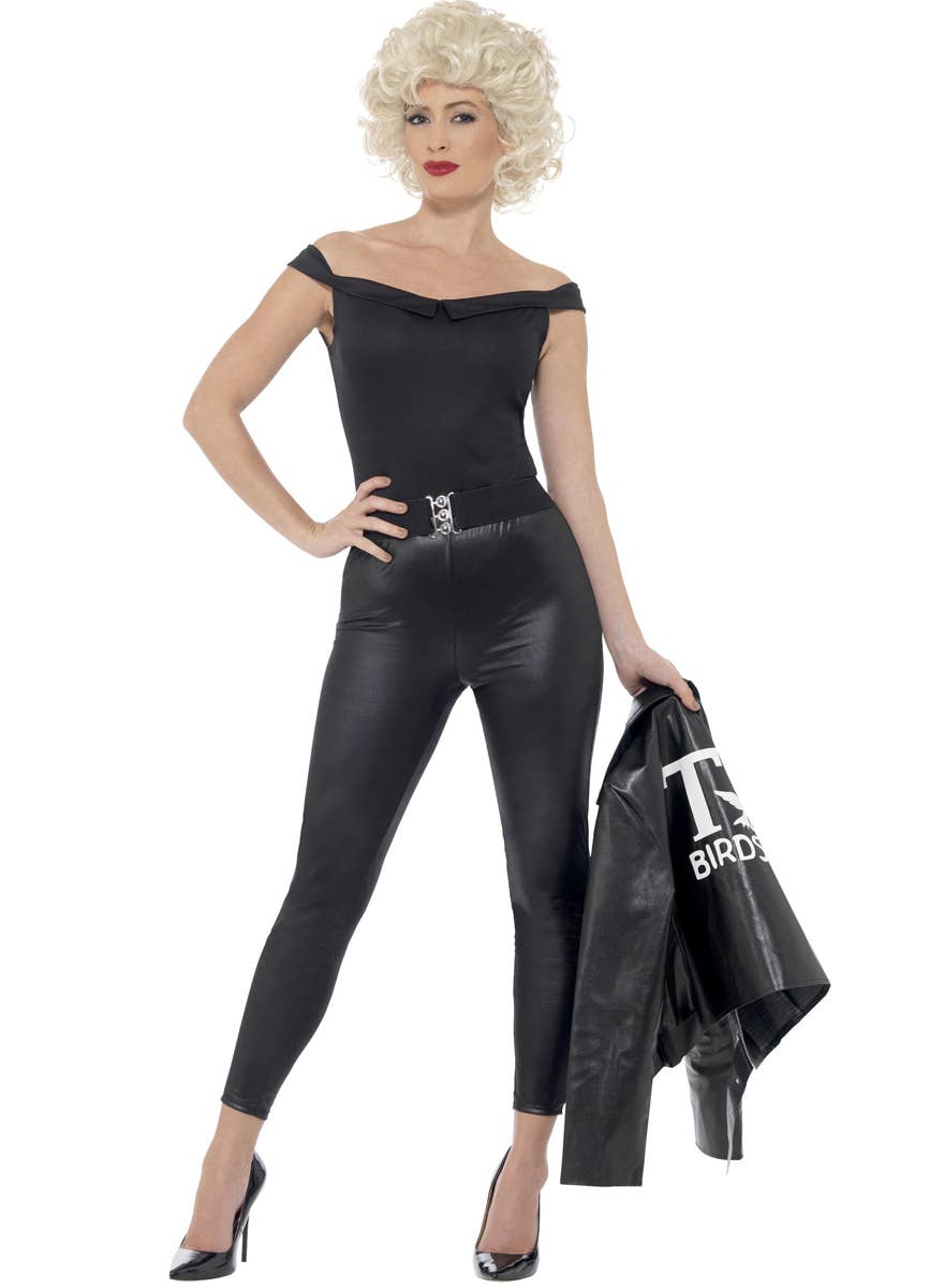 Women's Sexy Black Sandy Grease Costume - Alt Front Image