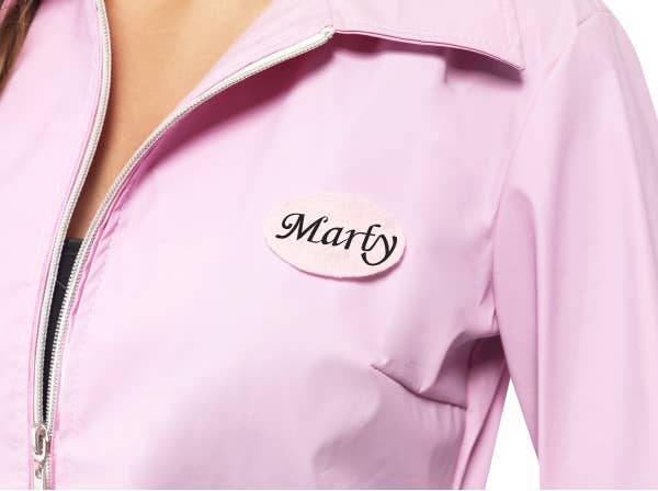 50's Retro Women's Pink Ladies Costume Jacket Name Tag Marty