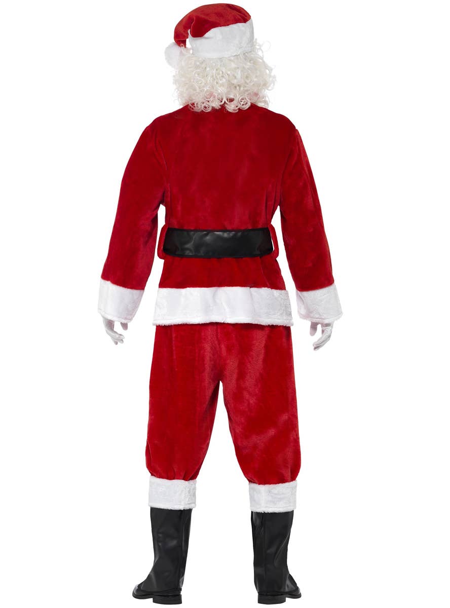 Adult's Red Plush Father Christmas Santa Claus Fancy Dress Costume Back  Image