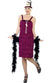 Plus Size Burgundy Red Velvet Flapper Dress for Women Front Image