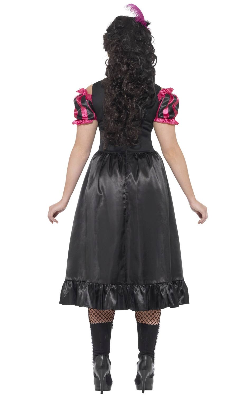 Pink and Black Plus Size Western Saloon Women's Costume Back