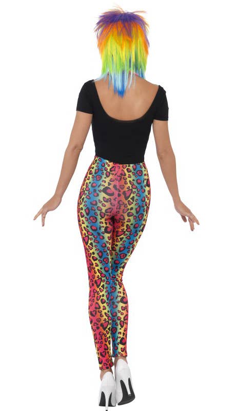 80's Rainbow Leopard Print Costume Leggings for Women - Back View