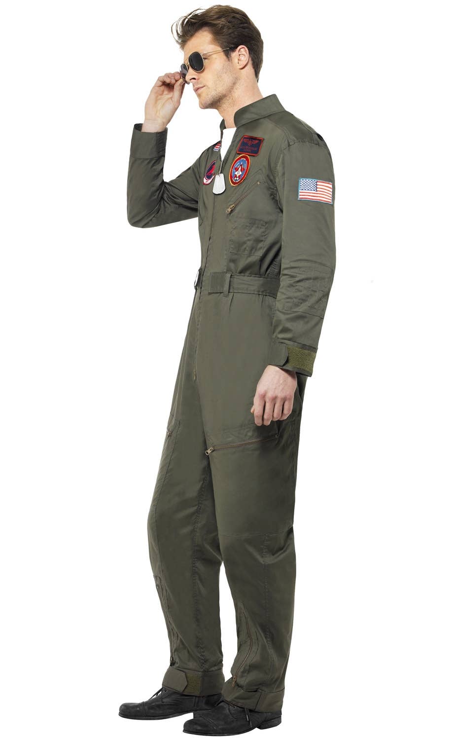 Deluxe Men's Maverick Top Gun Aviator Flight Suit Costume Image 3