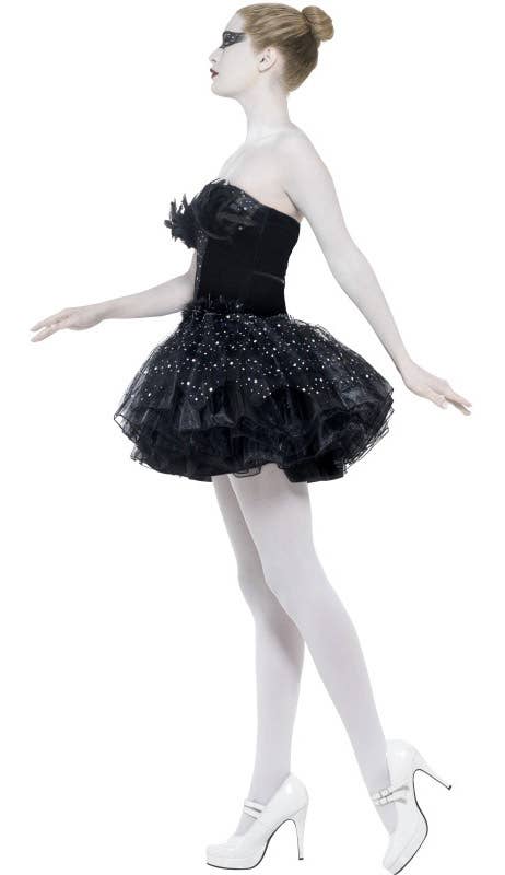 Black Velveteen Gothic Swan Women's Halloween Costume - Side Image