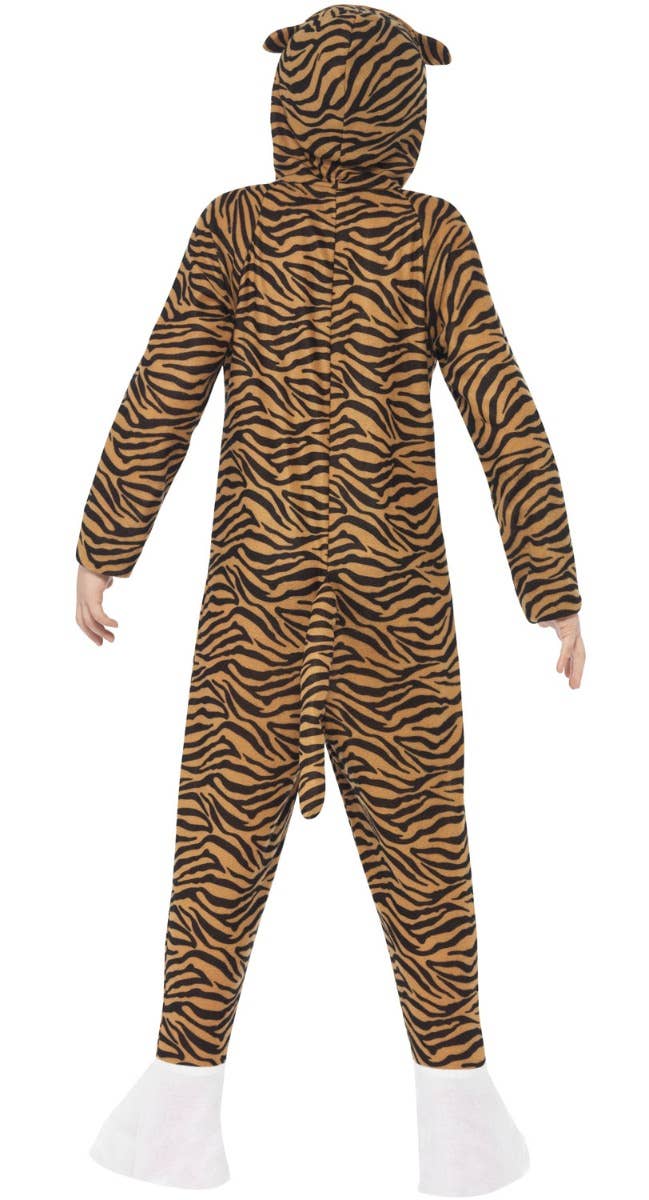 Kids Brown Tiger Animal Onesie Fancy Dress Costume Back Image