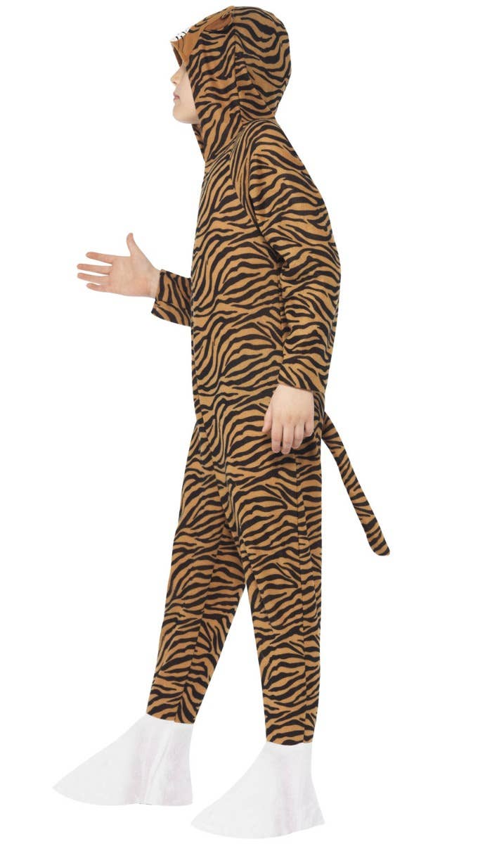 Kids Brown Tiger Animal Onesie Fancy Dress Costume Side Image