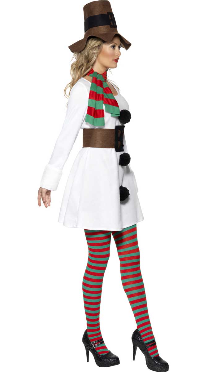 Women's Snowman Fancy Dress Costume Side View