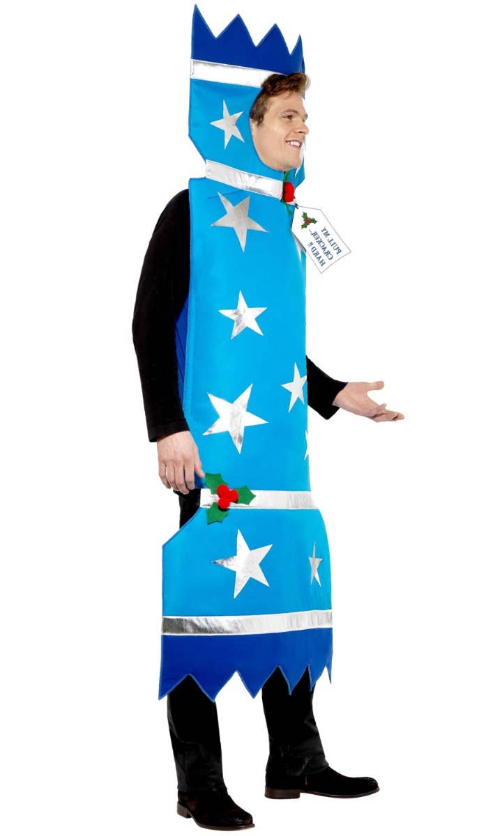 Funny Blue Christmas Cracker Men's Fancy Dress Costume Side Image