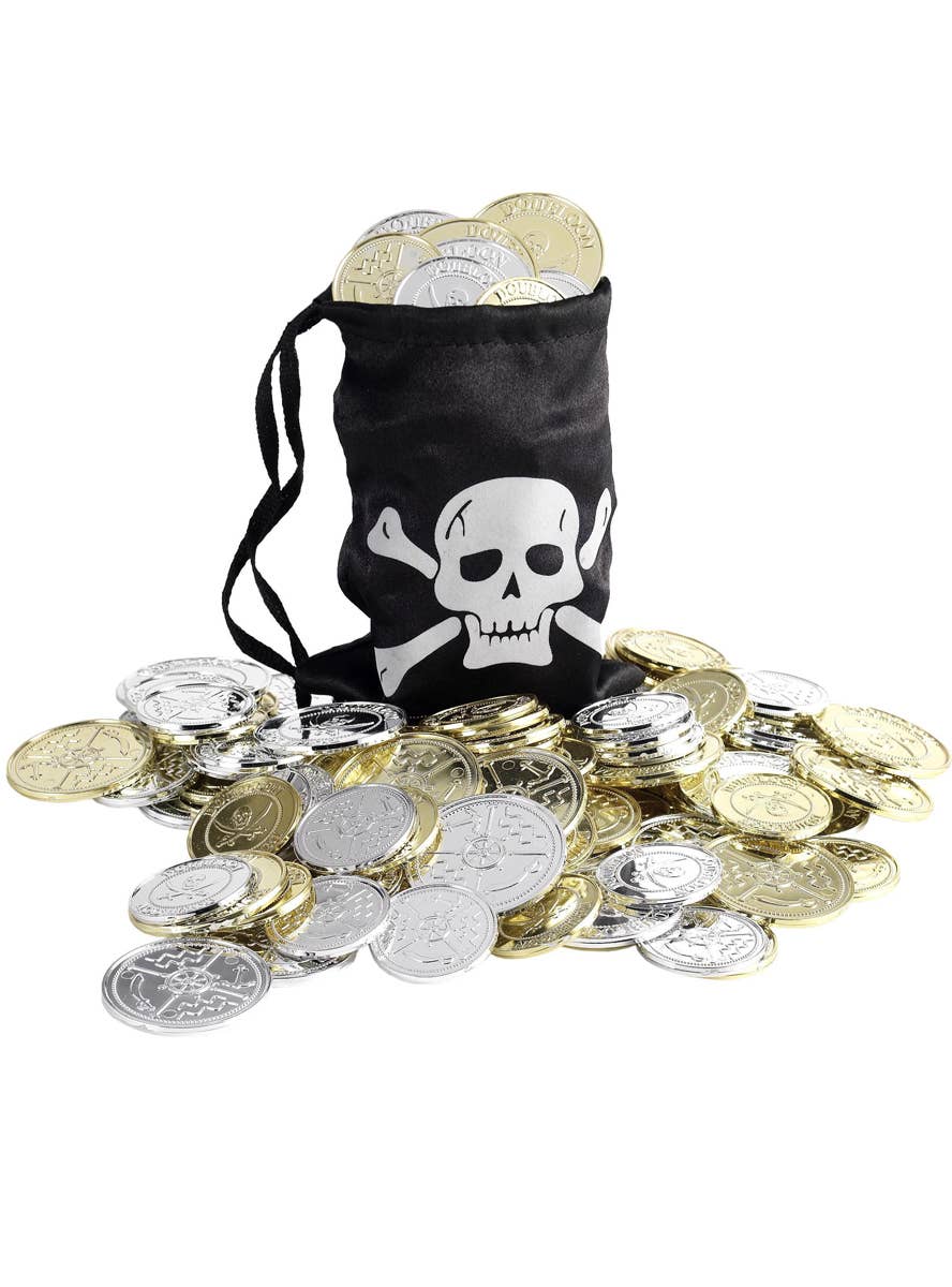 Black Pirate Pouch with Gold Coins